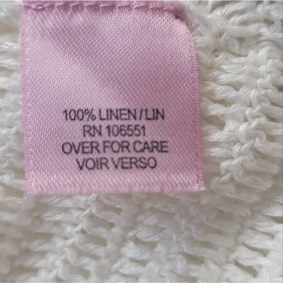 Calypso St. Barths Open Weave Linen Sweater Off White Fringe Xs - Picture 7 of 9
